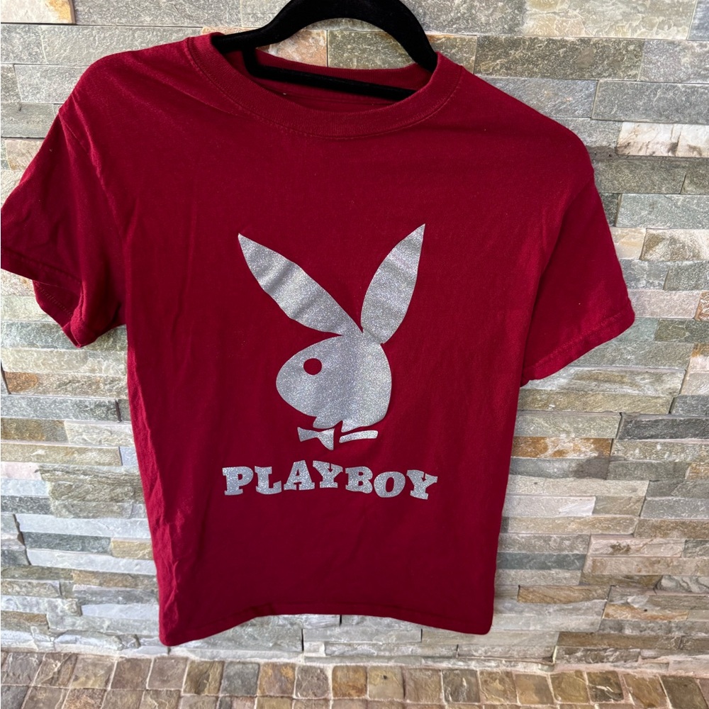PLAYBOY Maroon T-Shirt with Silver Logo
